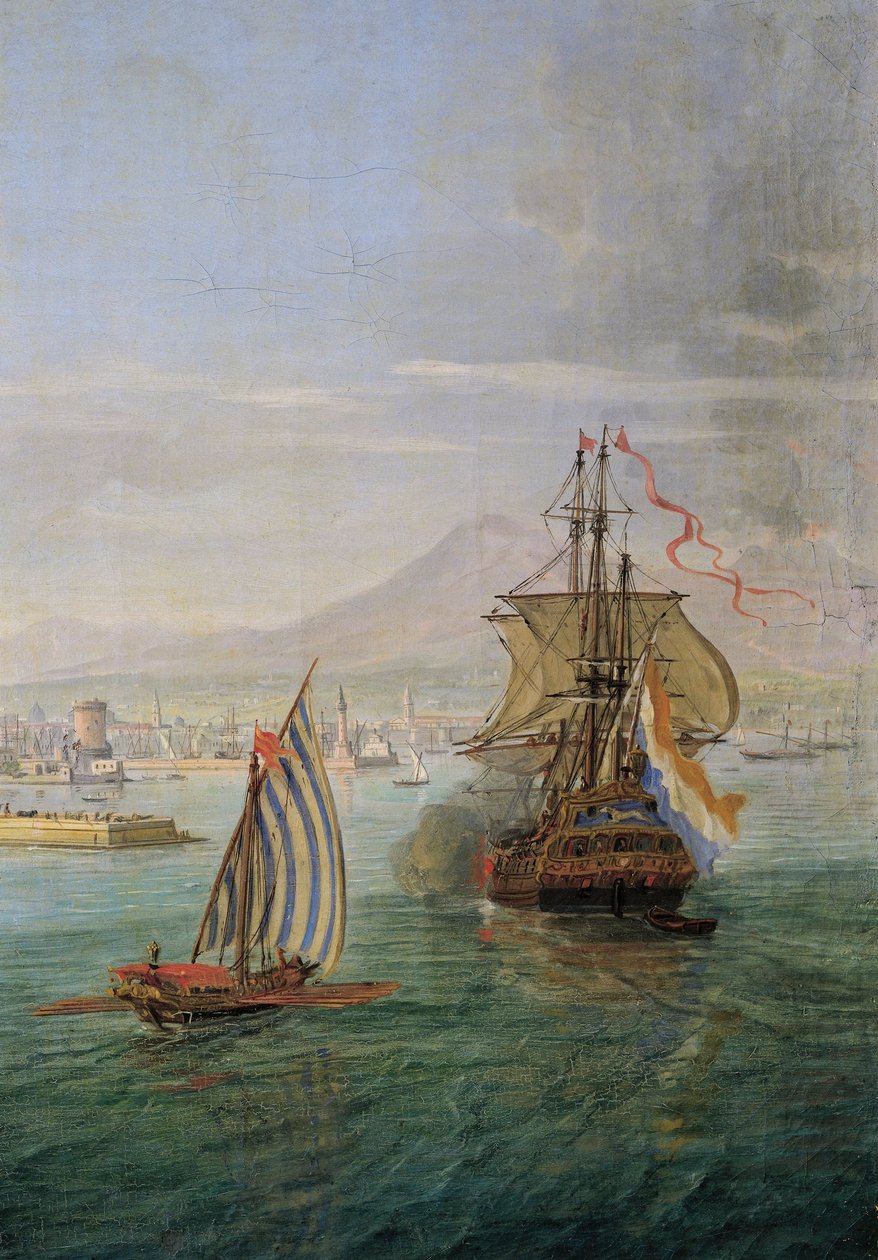 Itálie, Florencie, Pohled na Neapol od moře, detail od Gaspar van Wittel