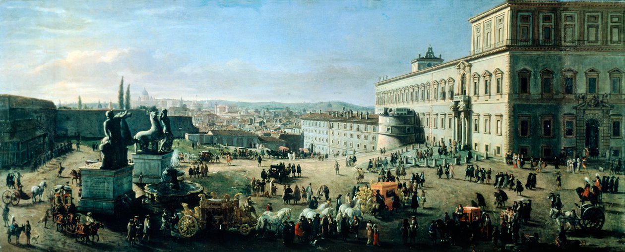 Náměstí a palác Monte Cavallo (olej na plátně) od Gaspar van Wittel