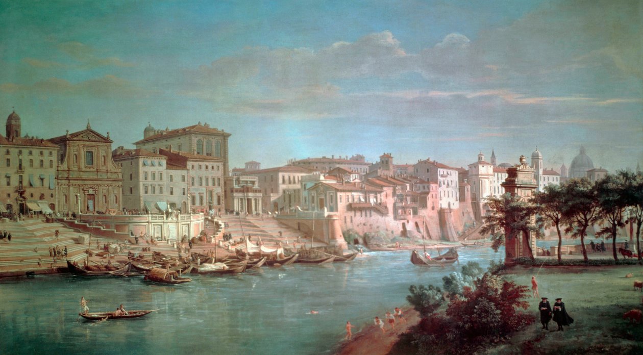 Z Tibery do Porto di Ripetta od Gaspara van Wittela (1652 nebo 1653-1736) od Gaspar van Wittel
