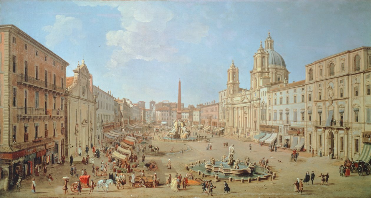 Řím, Piazza Navona (olej na plátně) od Gaspar van Wittel