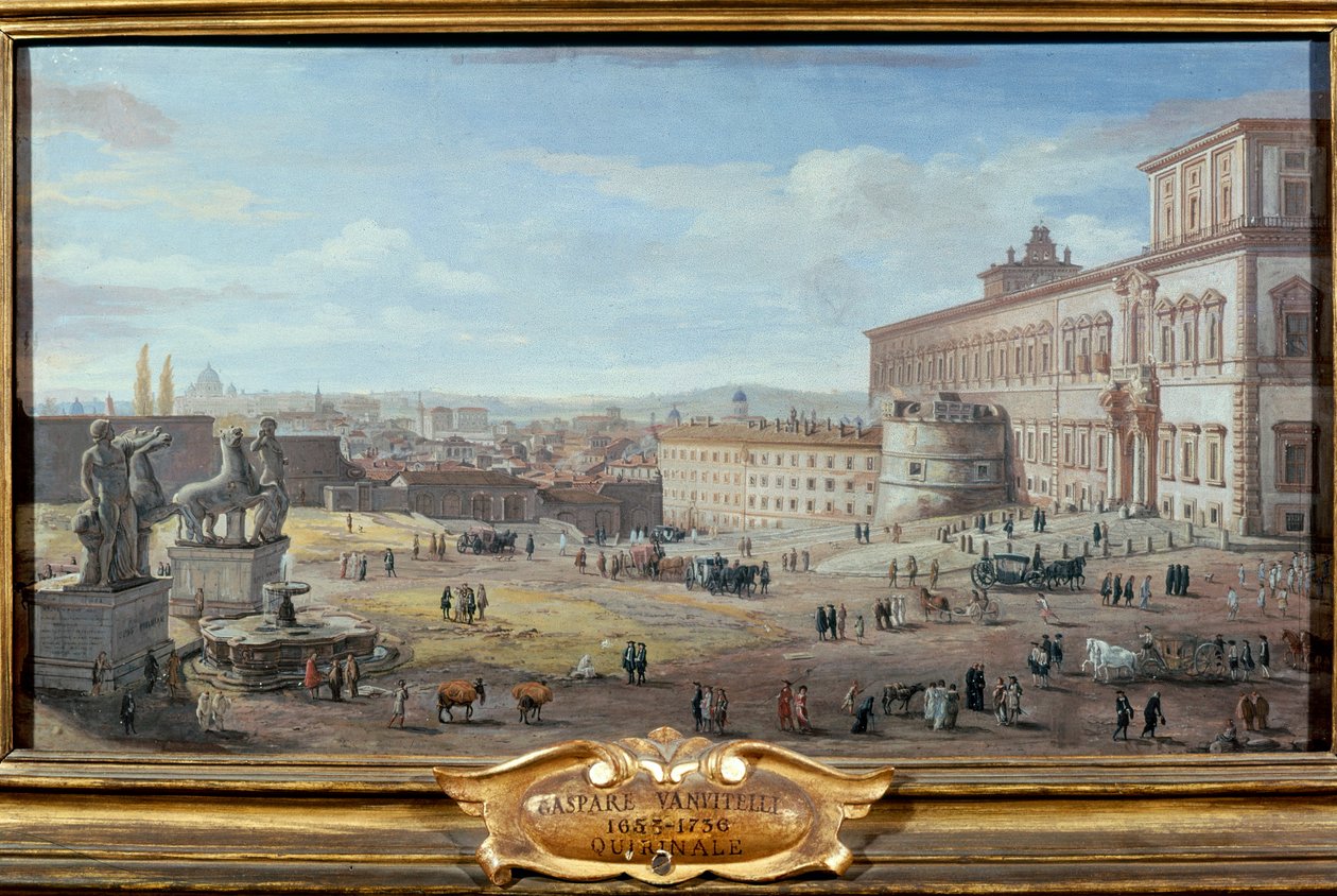 Pohled na Řím s palácem Quirinale a náměstím Piazza v popředí od Gaspar van Wittel