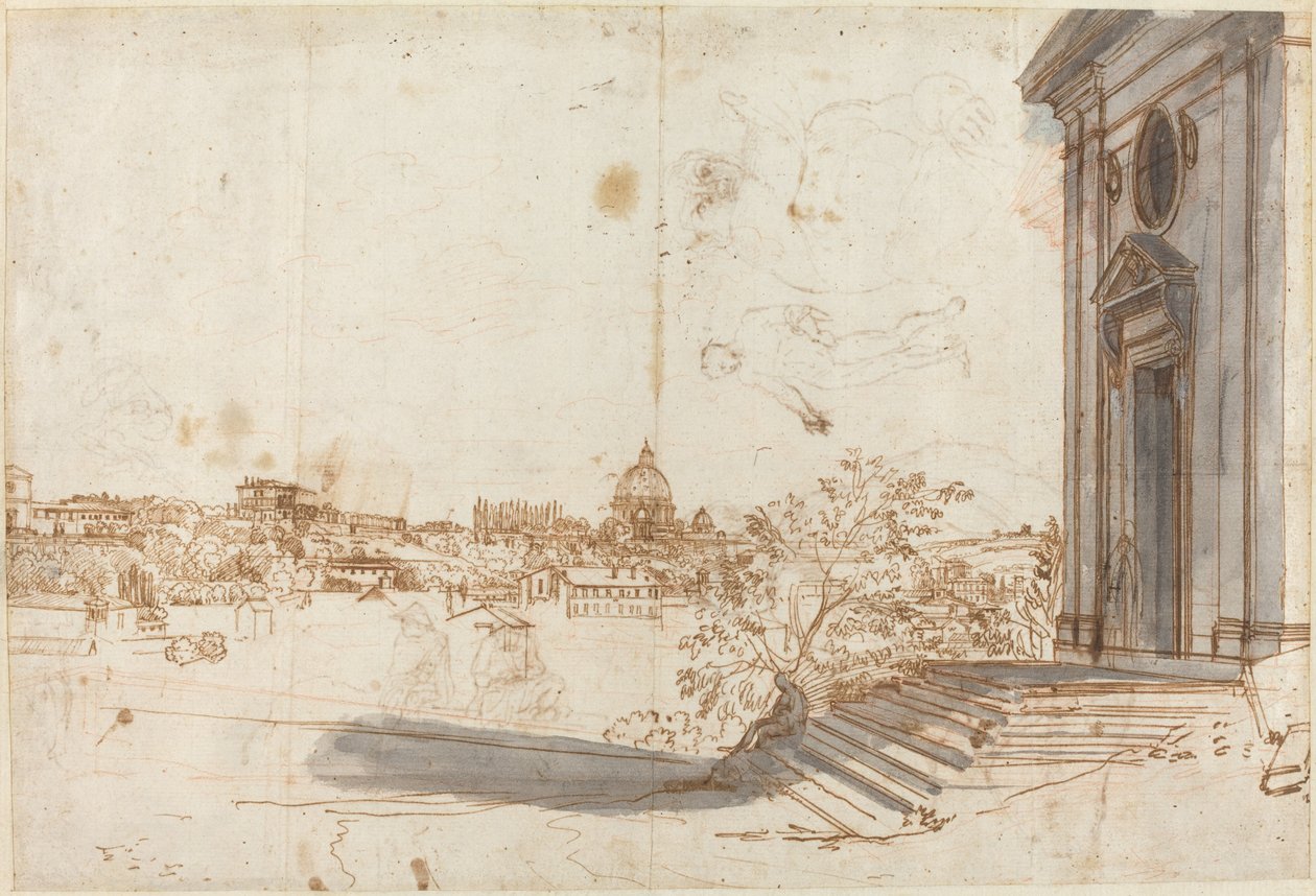 Pohled na Řím ze Santa Maria del Priorato od Gaspar van Wittel
