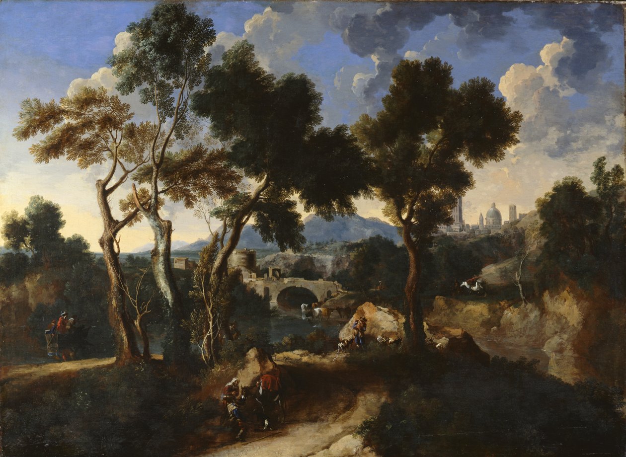 Krajina s vesničany, kolem roku 1640 od Gaspard and Miel, Jan van Dughet