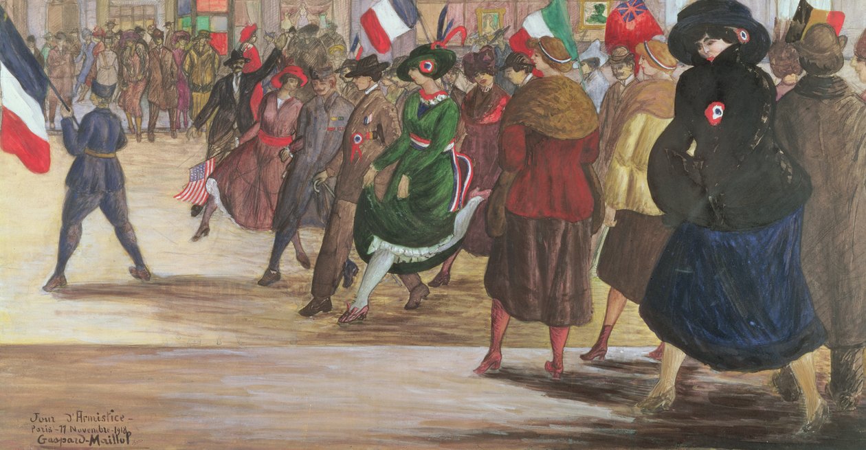 Den příměří, Paříž, 11. listopadu 1918 (tužka a kvaš na papíře) od Gaspard Maillol