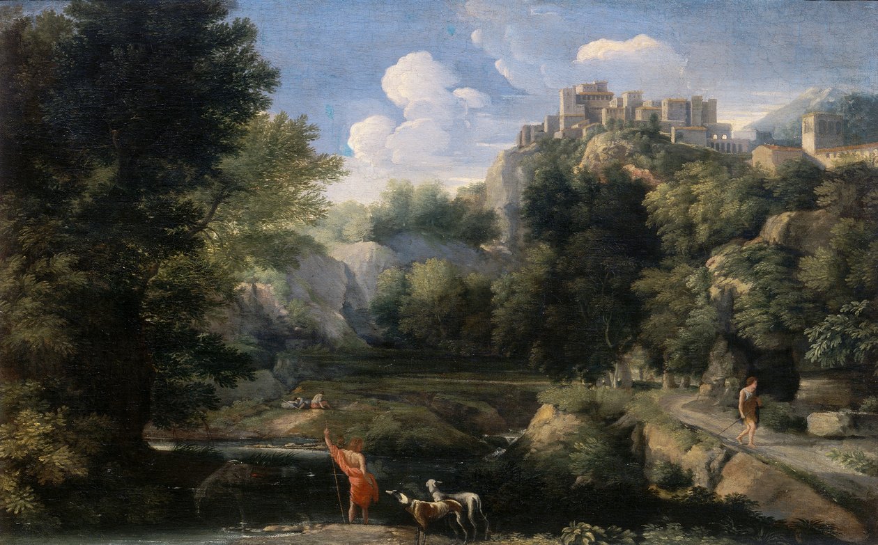 Krajina s pastýři od Gaspard Poussin Dughet