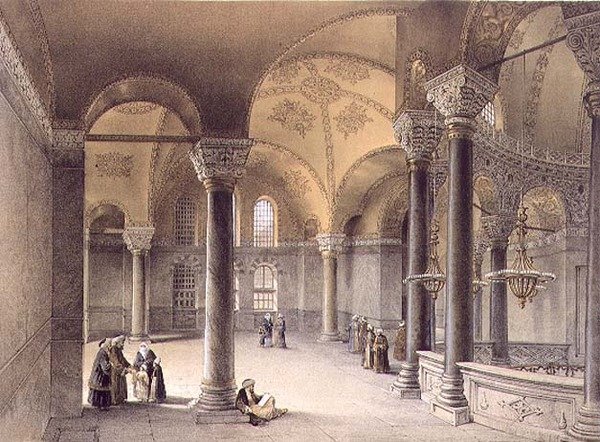 Haghia Sophia, deska 14: Orientální galerie, vyryl Louis Haghe (1806-85) publikoval 1852 (litho) od Gaspard (after) Fossati