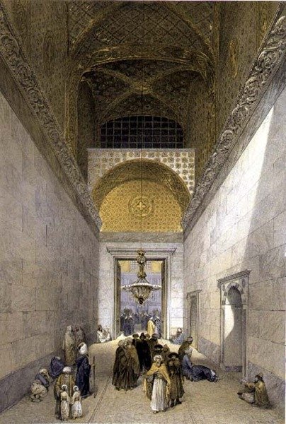 Haghia Sophia, deska 1: hlavní vchod do mešity, rytina Louise Hagheho (1806-85), vydáno 1852 (litografie) od Gaspard (after) Fossati
