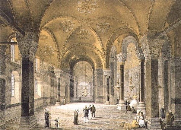 Hagia Sophia, deska 5: severní vchod, vyrytý Louis Haghe (1806-85) publikoval 1852 (litho) od Gaspard (after) Fossati