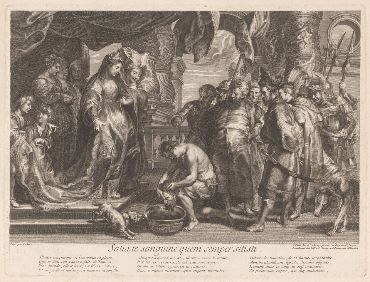 Thomiris ponoří Cyrusovu hlavu do misky s krví od Gaspard Duchange (attributed to)