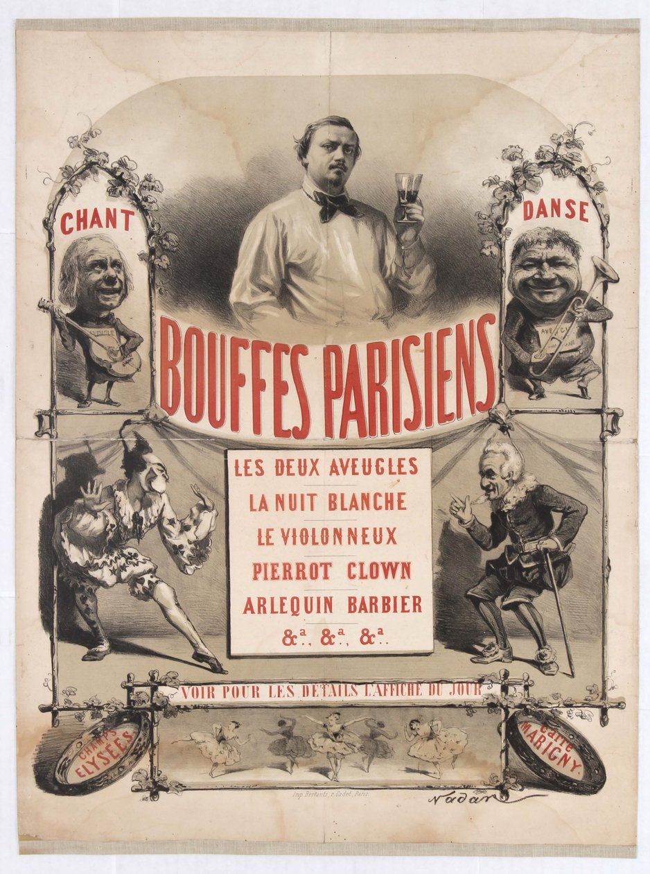 Divadlo des Bouffes-Parisiens od Jacquese Offenbacha, 1865. od Gaspard Félix Nadar