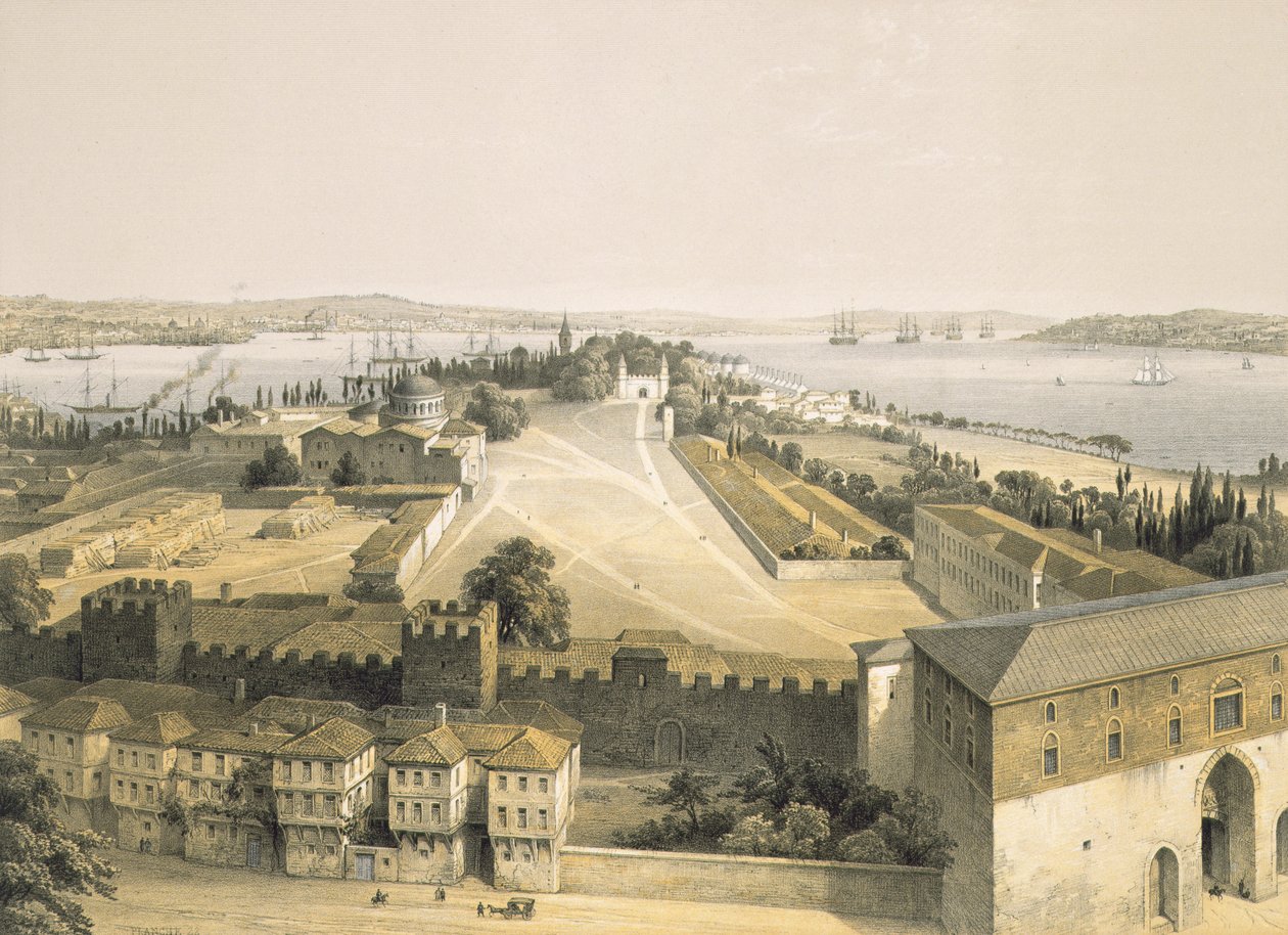 Panorama Konstantinopole, deska 22 z „Aya Sofia, Konstantinopol“, vyryl Louis Haghe (1806-85) 1852 od Gaspard Fossati
