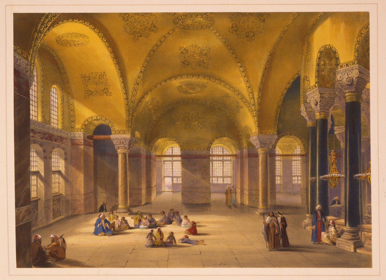 Interiér gynecea mešity Ayasofya, dříve chrámu Hagia Sofia od Gaspard Fossati