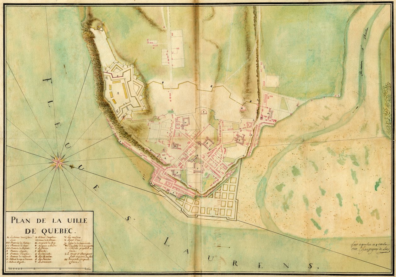 Gaspard-Joseph Chaussegros de Lery, Plán města Quebec, 1727 od Gaspard Joseph Chaussegros de Léry