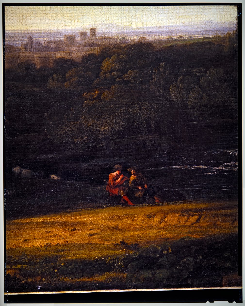 Italská pastorální krajina, detail, nedatováno od Gaspard Poussin Dughet