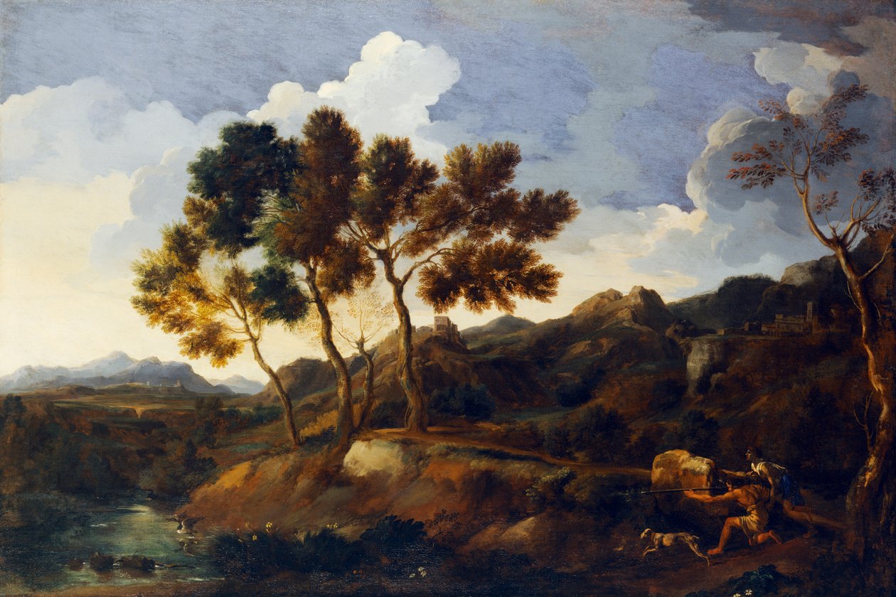 Krajina se sportovci c.1636-39 (olej na plátně) od Gaspard Poussin Dughet