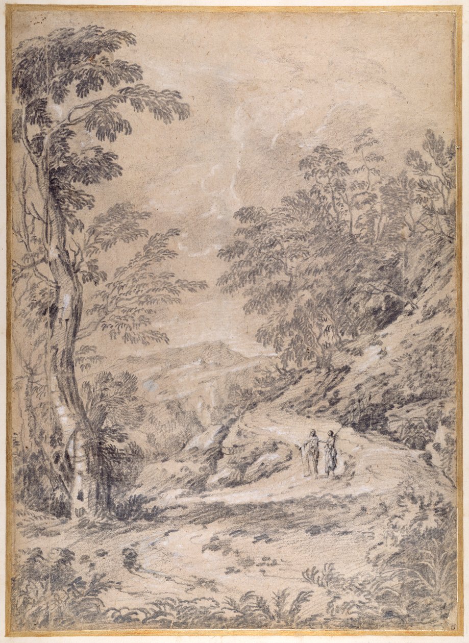 Horská cesta vinoucí se lesem a skalami od Gaspard Poussin Dughet