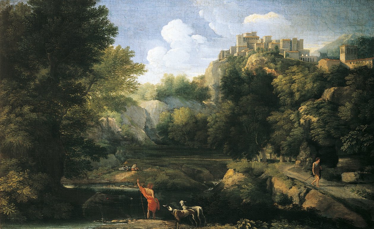 Říční krajina zobrazující pastýře od Gaspard Poussin Dughet
