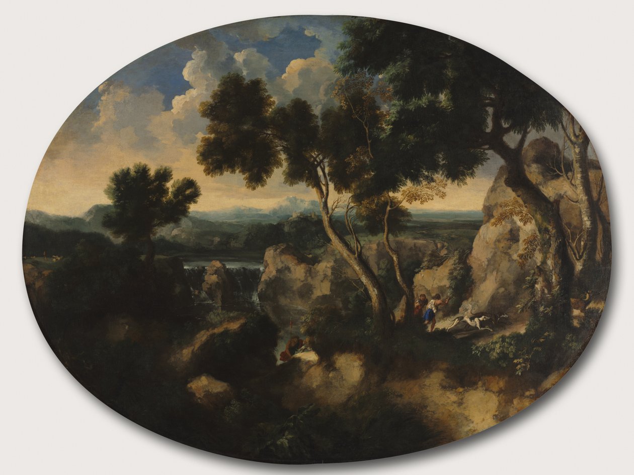 Skalnatá krajina s lovci, kolem 1635 od Gaspard Poussin Dughet