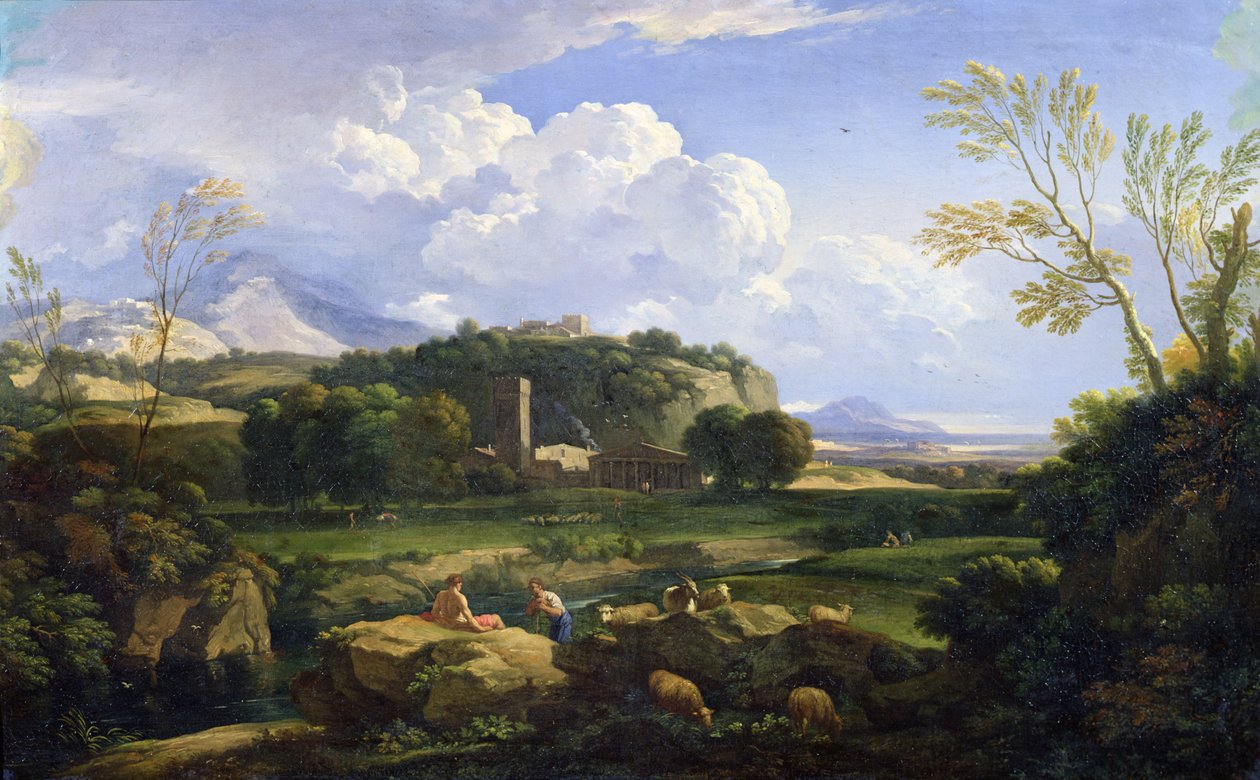 Pohled na římskou Campagna (olej na plátně) od Gaspard Poussin Dughet