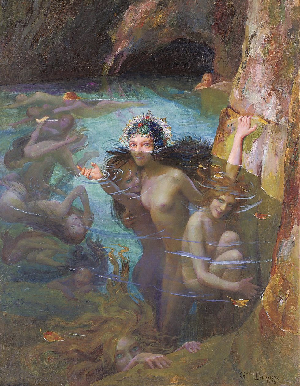 Mořské nymfy v jeskyni od Gaston Bussiere