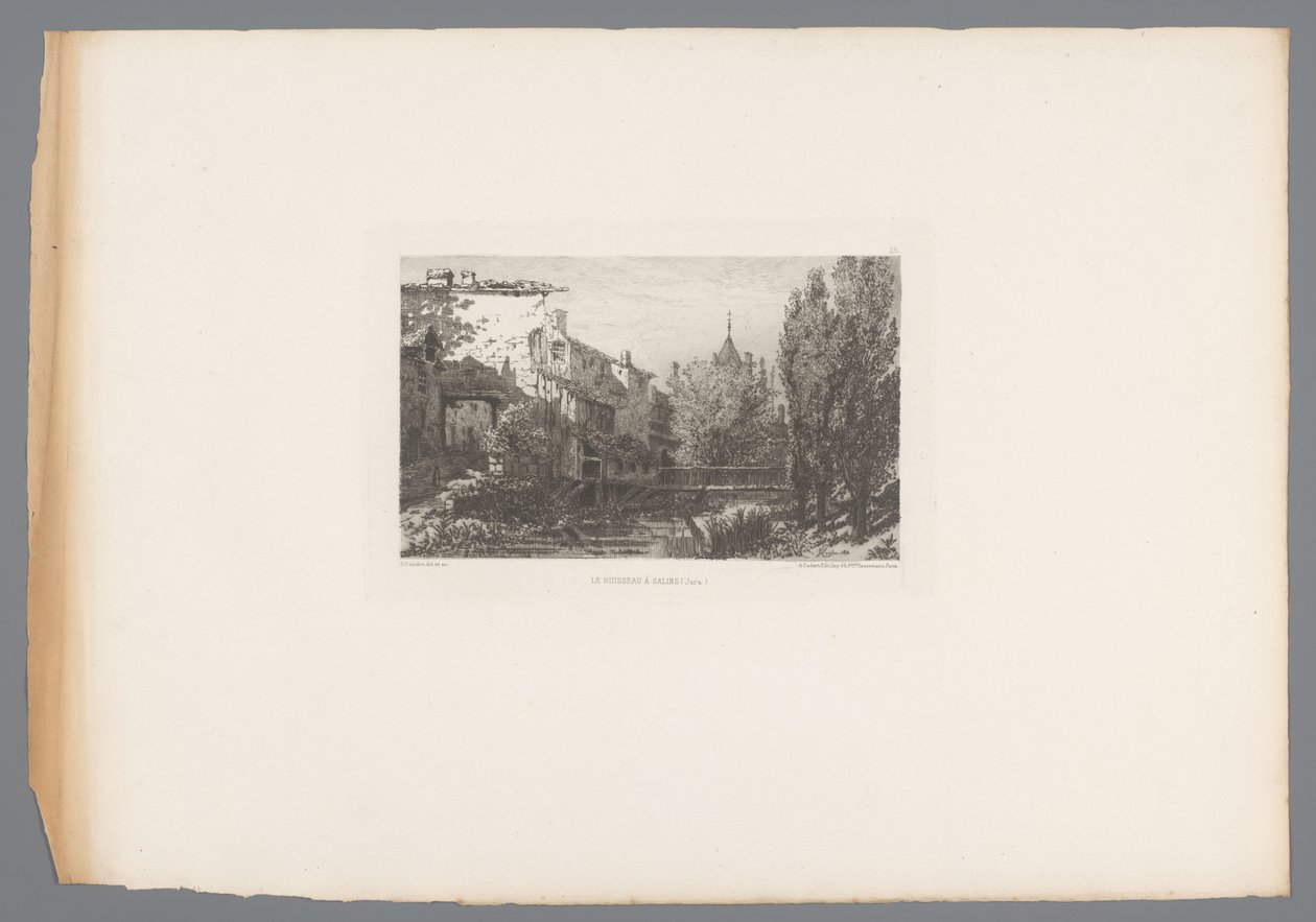 Pohled na potok poblíž Salins Le ruisseau à Salins (název na objektu) Francouzské lepty z roku 1875 (název série) L