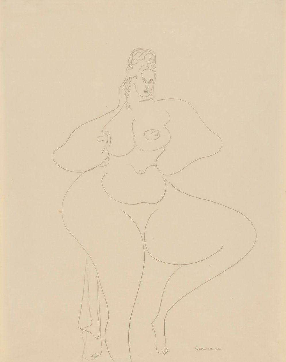 (Nahá tanečnice se závěsem) od Gaston Lachaise