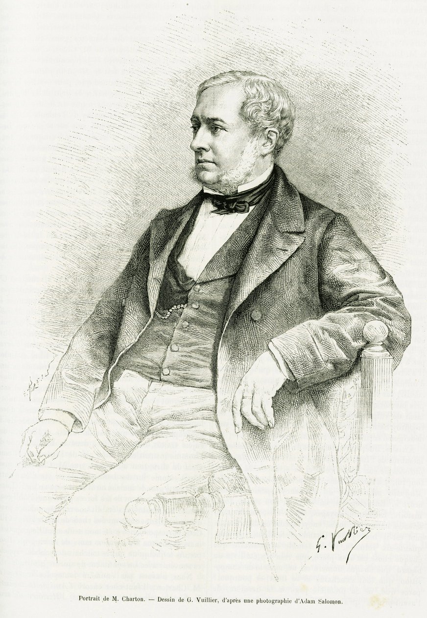 Portrét Edouarda Chartona. Rytina G. Vuilliera podle fotografie Adama Salomona pro ilustraci článku s názvem M. Charton od Paula Laffitea v le tour du monde 1890, editoval Edouard Charton (1807-1890), Hachette, Paříž. od Gaston Vuillier