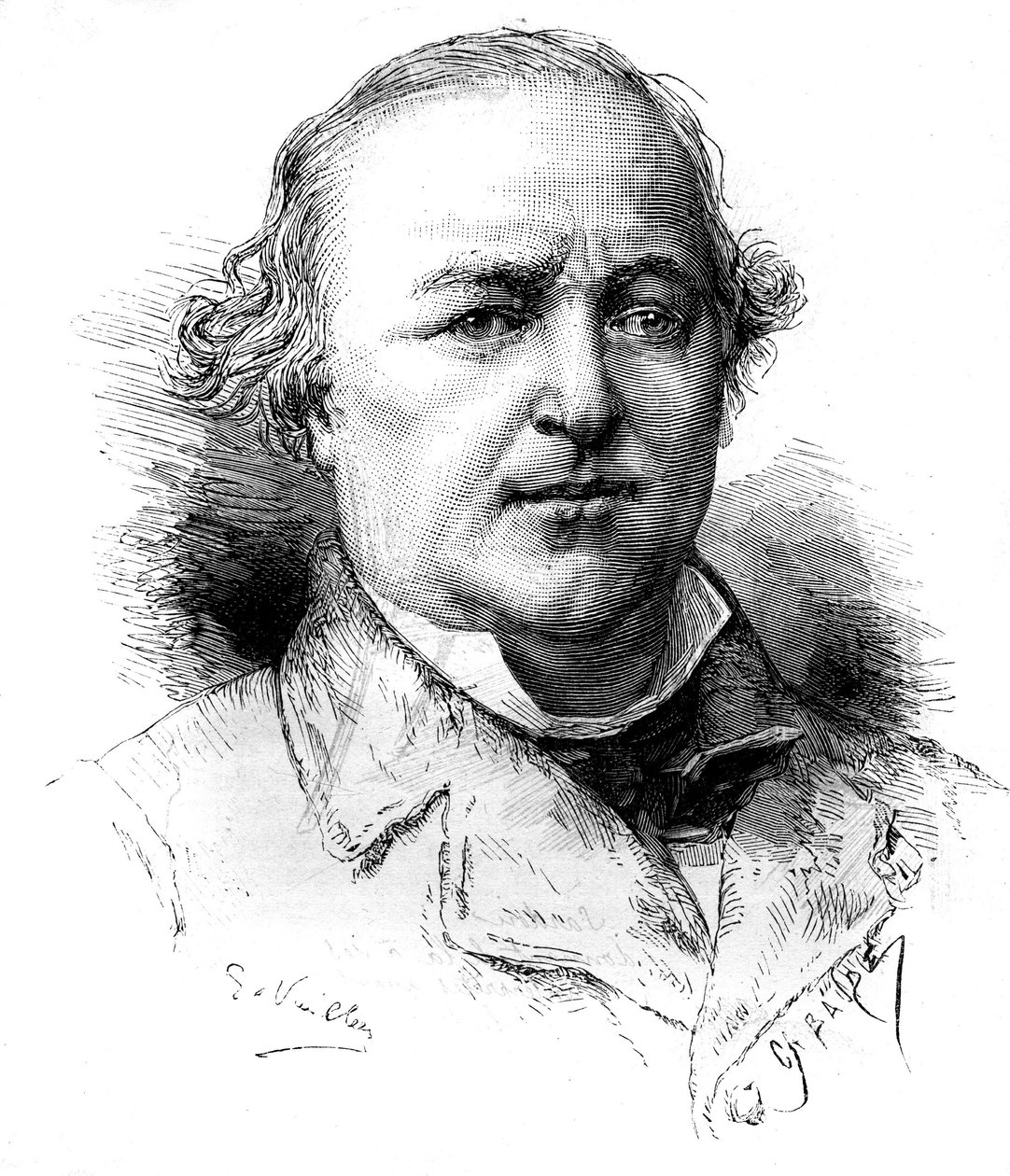 Portrét Maitre Charles Lachaud (1817-1882), francouzský právník. Rytina od Vuilliera v „“ Le Monde Illustré““ č. 1342 ze dne 16. prosince 1882. od Gaston Vuillier