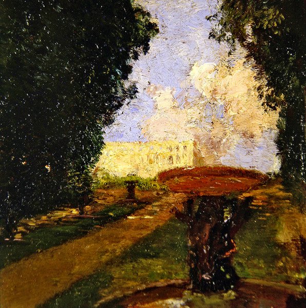 Zahradní scéna (olej na panelu) od Gaston de la Touche