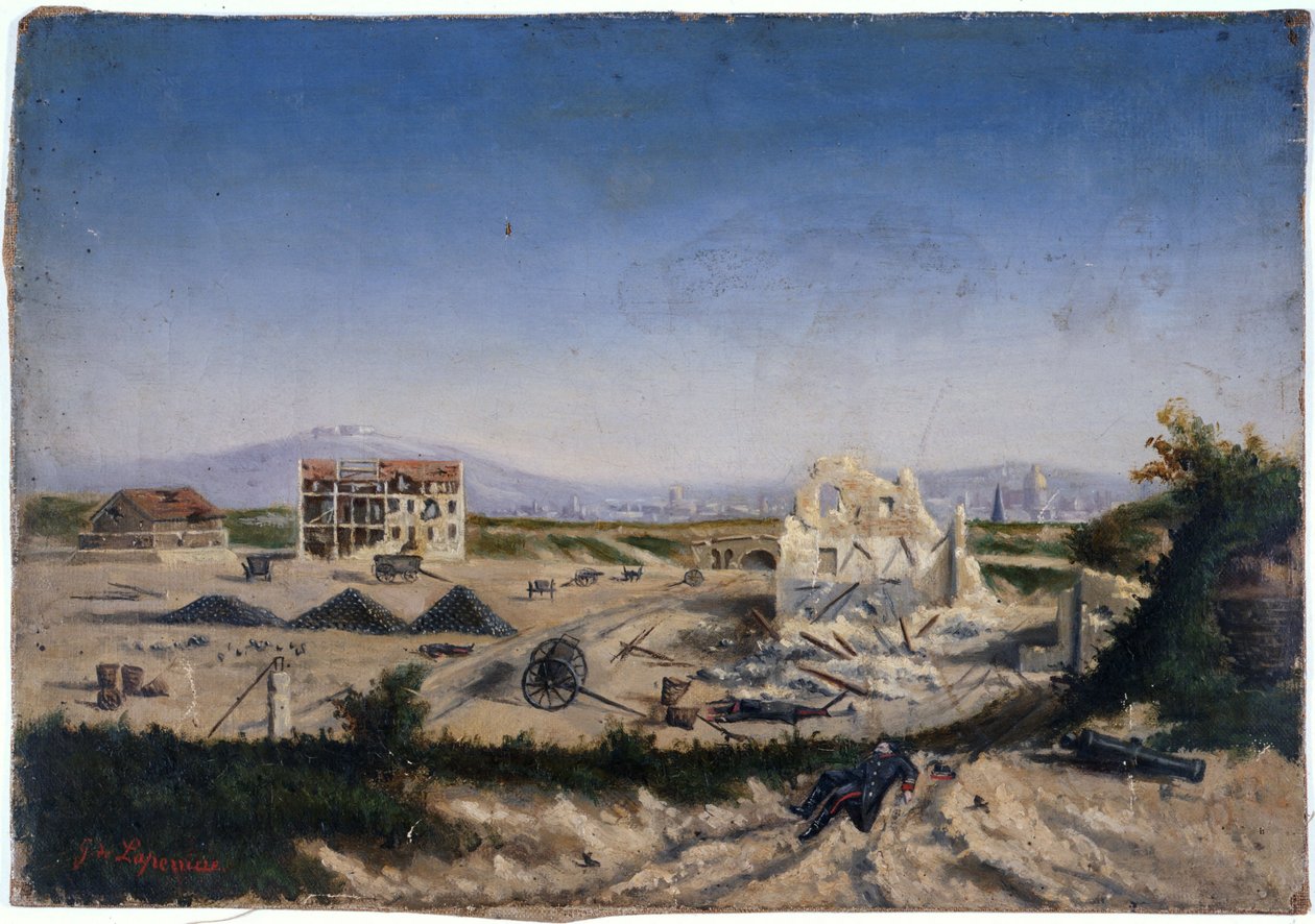 Pevnost Le Fort de Vanves za války v roce 1870, asi 1870 (olej na plátně) od Gaston de Laperrière