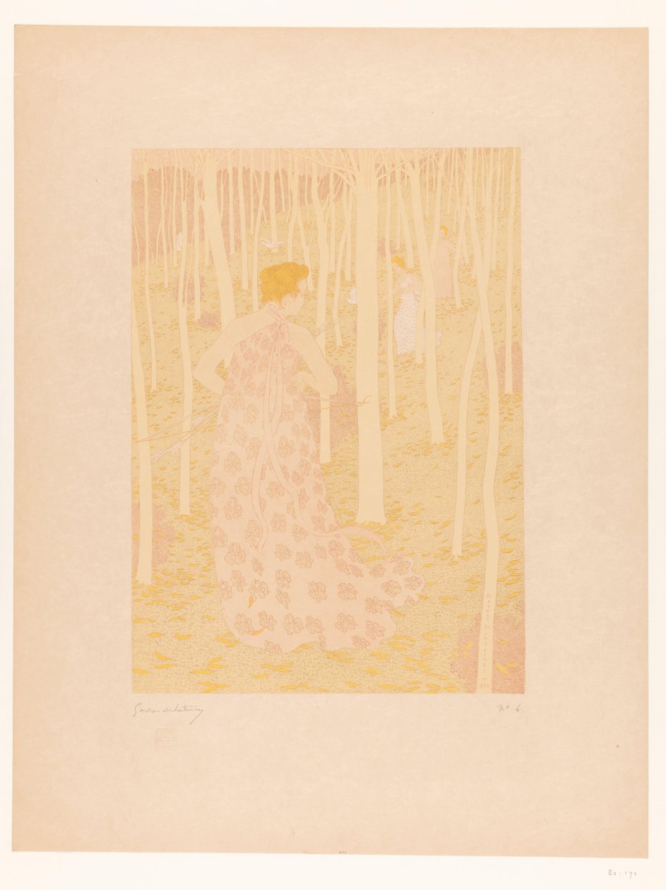 Ženy loví v lese Chasseresses (původní název) od Gaston de Latenay (signed by artist)