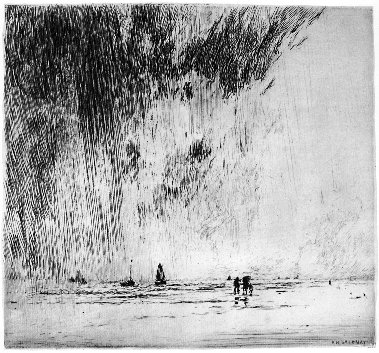 Déšť, 1880-1940 1924 od Gaston de Latenay