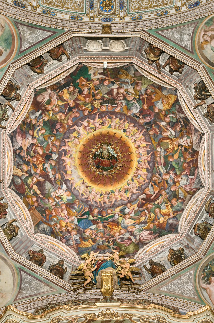 Nanebevzetí Panny Marie, známý jako „Hudební sbor andělů“, Dóm transeptu, z roku 1534 (freska) od Gaudenzio Ferrari
