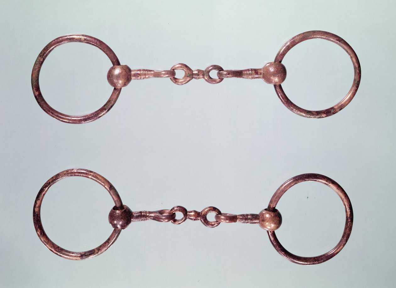 Koňské kousky, z La Gorge-Meillet, Tene I (asi 475-0 př. n. l.) (bronz) od Gaulish