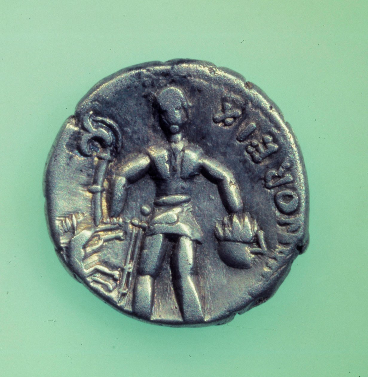 Galská civilizace: mince lidu Eduen představující válečníka. 1. století před naším letopočtem. od Gaulish Gaulish