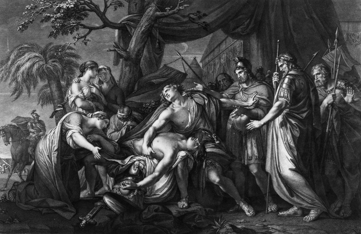 Achilles naříká nad smrtí Patrokla, vyryl Domenico Cunego, 1764 od Gavin Hamilton