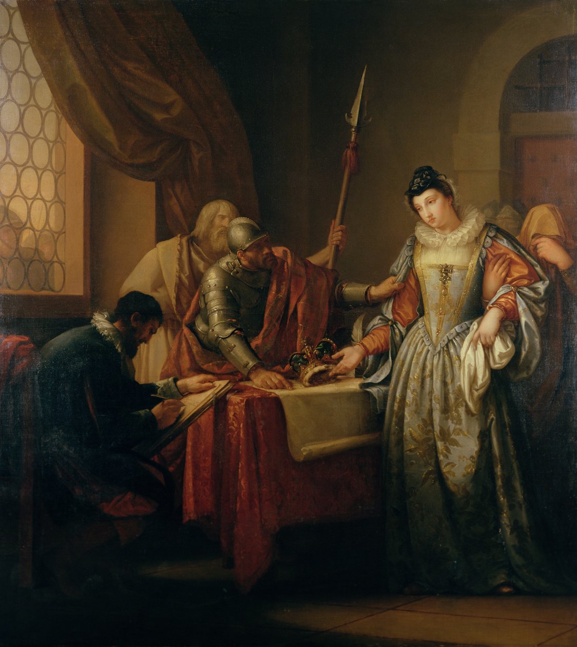 Abdikace Marie skotské královny (1542-87) v roce 1568, kolem 1765-73 od Gavin Hamilton