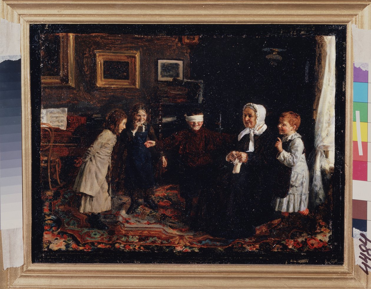 Colin Maillard. Obraz Gavriila Fjodoroviče Rybakova (1859-?), olej na plátně, kolem roku 1880. Ruské umění 19. století. Státní ruské muzeum, Petrohrad. od Gavriil Fyodorovich Rybakov