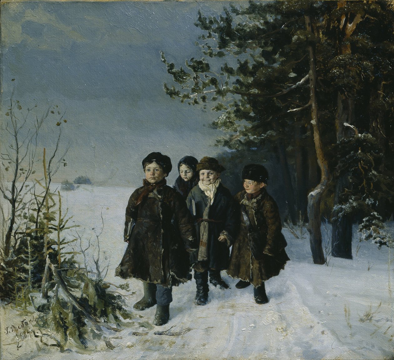 Návrat ze školy, 1884 od Gavriil Fyodorovich Rybakov