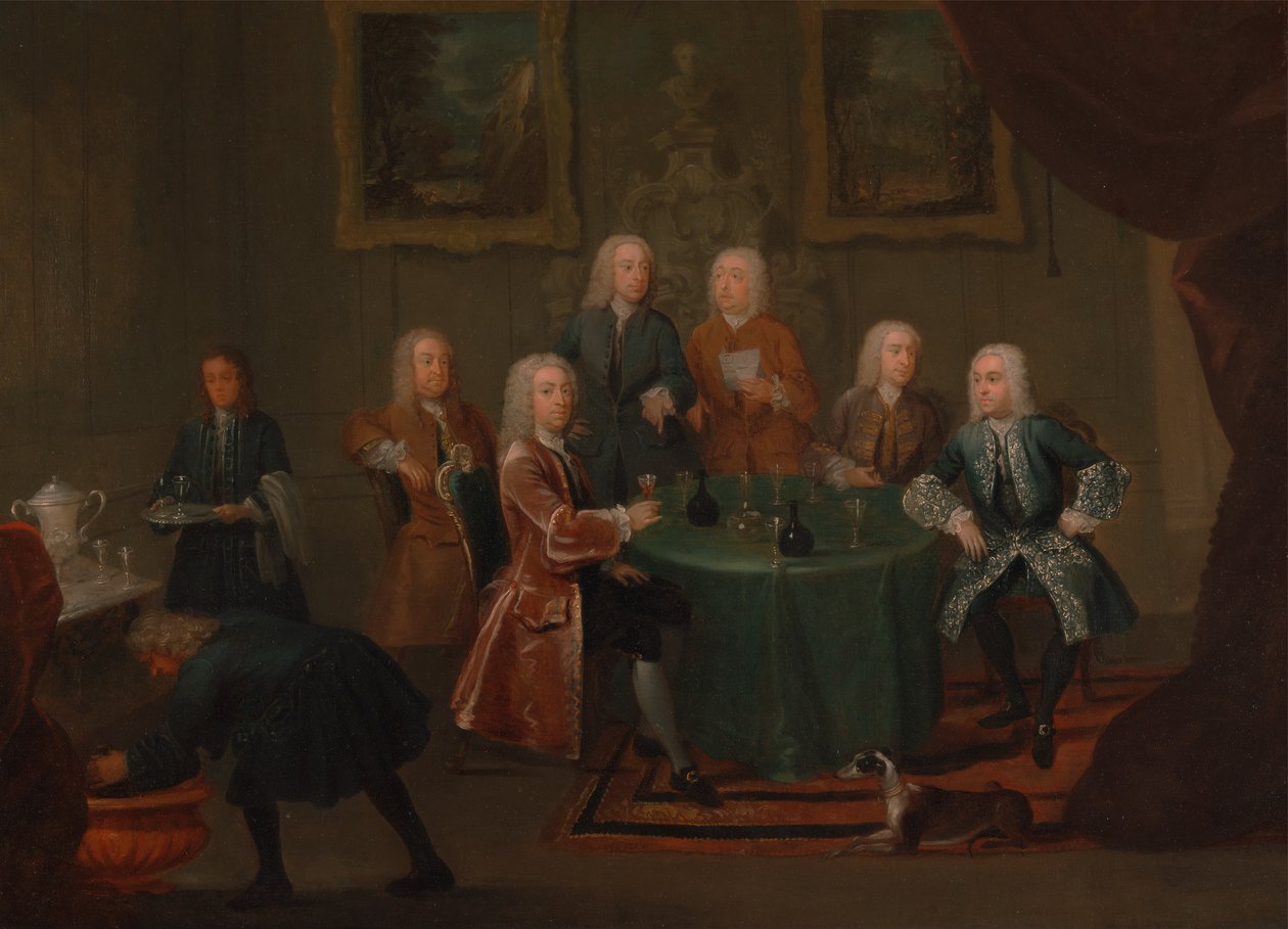 Bratři Clarkeové s dalšími pány, kteří berou víno, mezi 1730 a 1735. od Gawen Hamilton