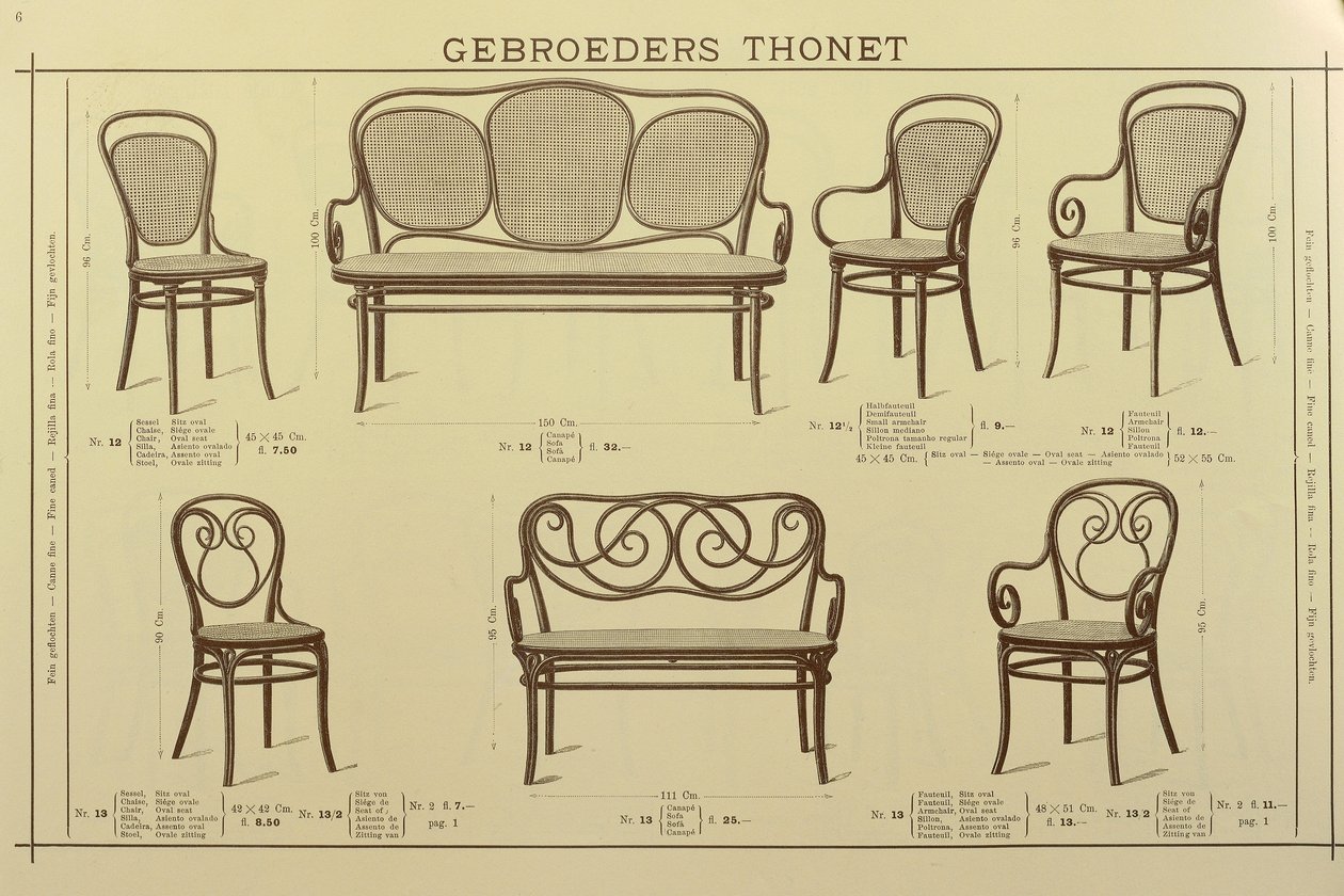 Katalog židlí a pohovek bratří Thonetů, kresba, Rakousko od Gebruder Thonet