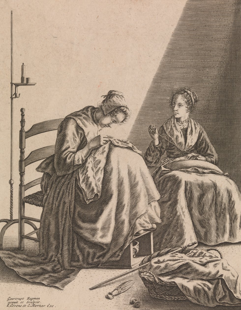 Dvě ženy šití, talíř 1 z Five Feminine Occupations, ca. 1640-57. od Geertruydt Roghman