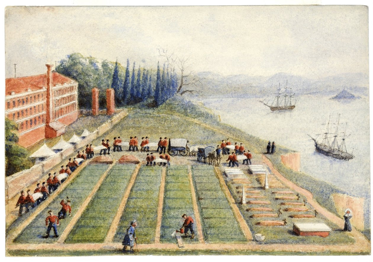 Pohřebiště ve Všeobecné nemocnici, Scutari, duben 1855 od General E.W. Wray