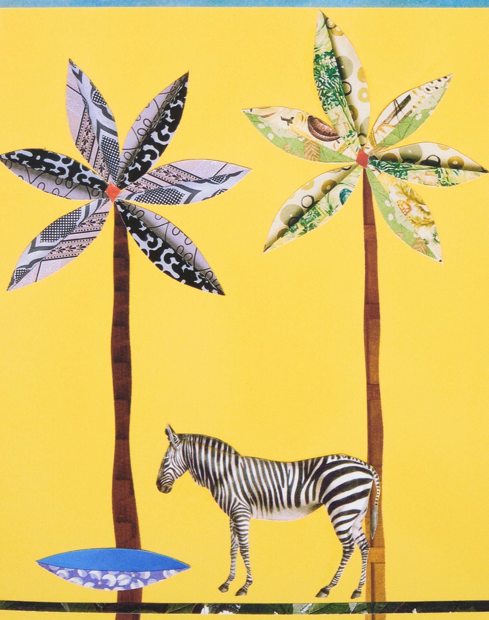 Zebra s modrou miskou (koláž) od Genevieve French