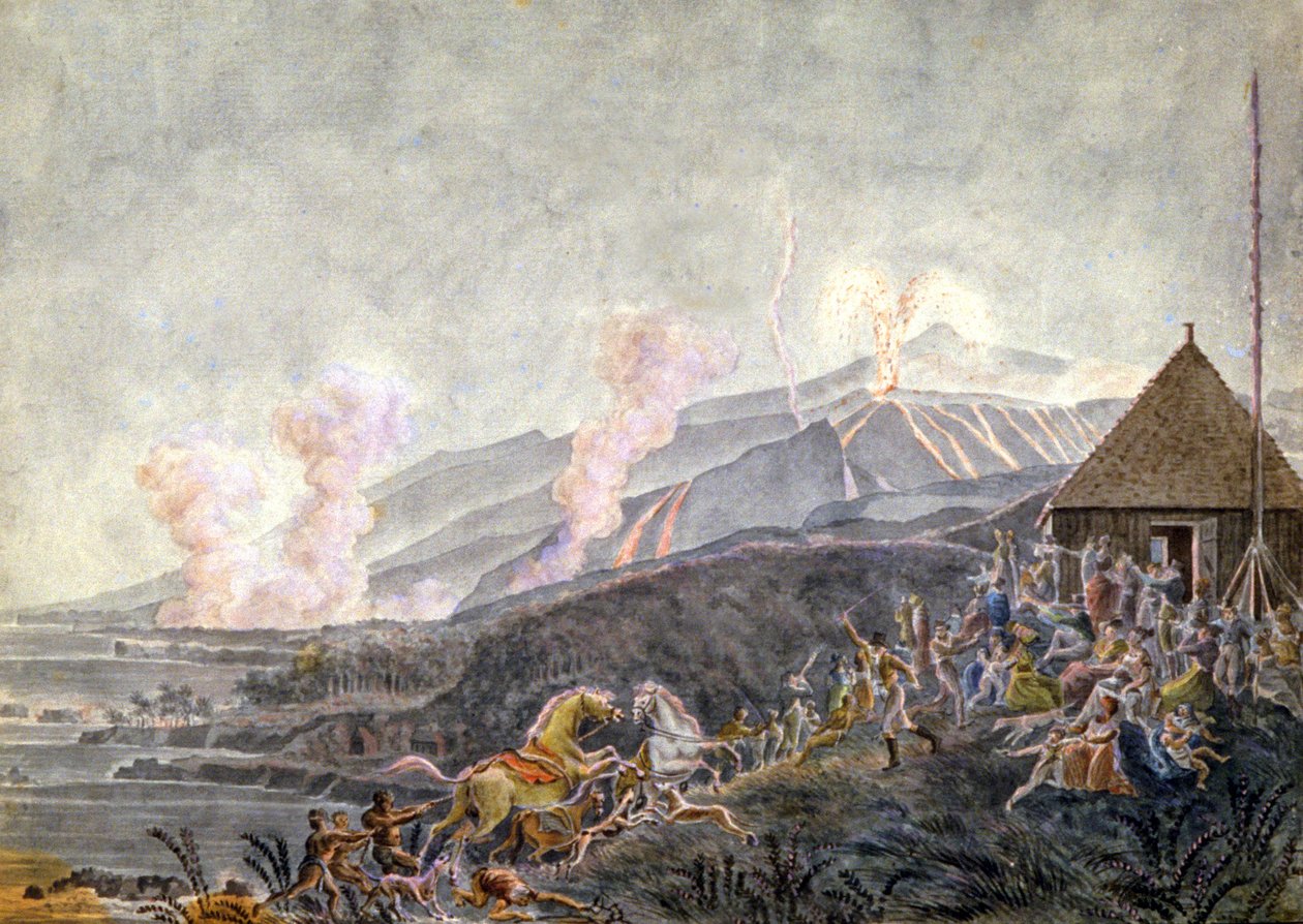 Panika při erupci Piton de la Fournaise od Genevieve Sophie Marie Adele Patu de Rosemont