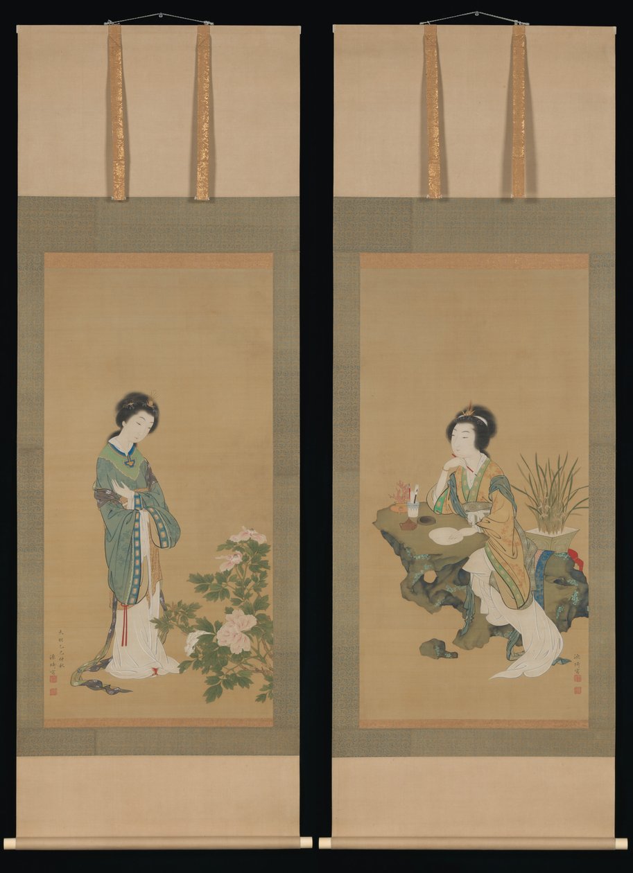 Yanji s orchidejemi a Yang Guifei s pivoňkami, 1785. od Genki