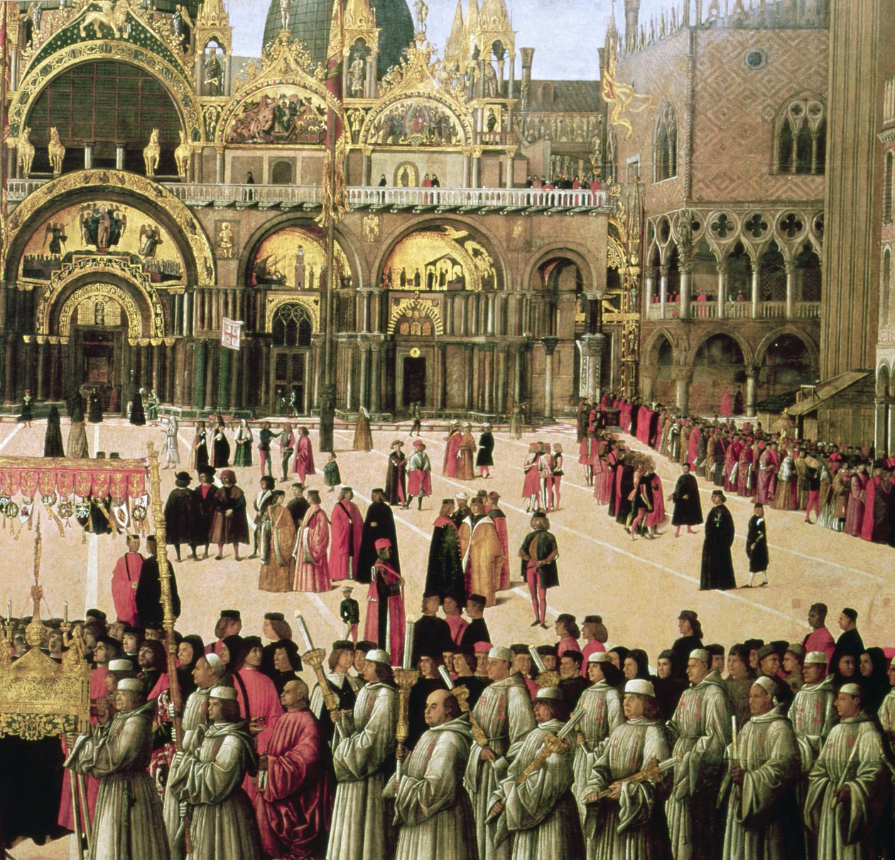 Procesí na náměstí sv. Marka, 1496 detail olej na plátně z 59423 od Gentile Bellini
