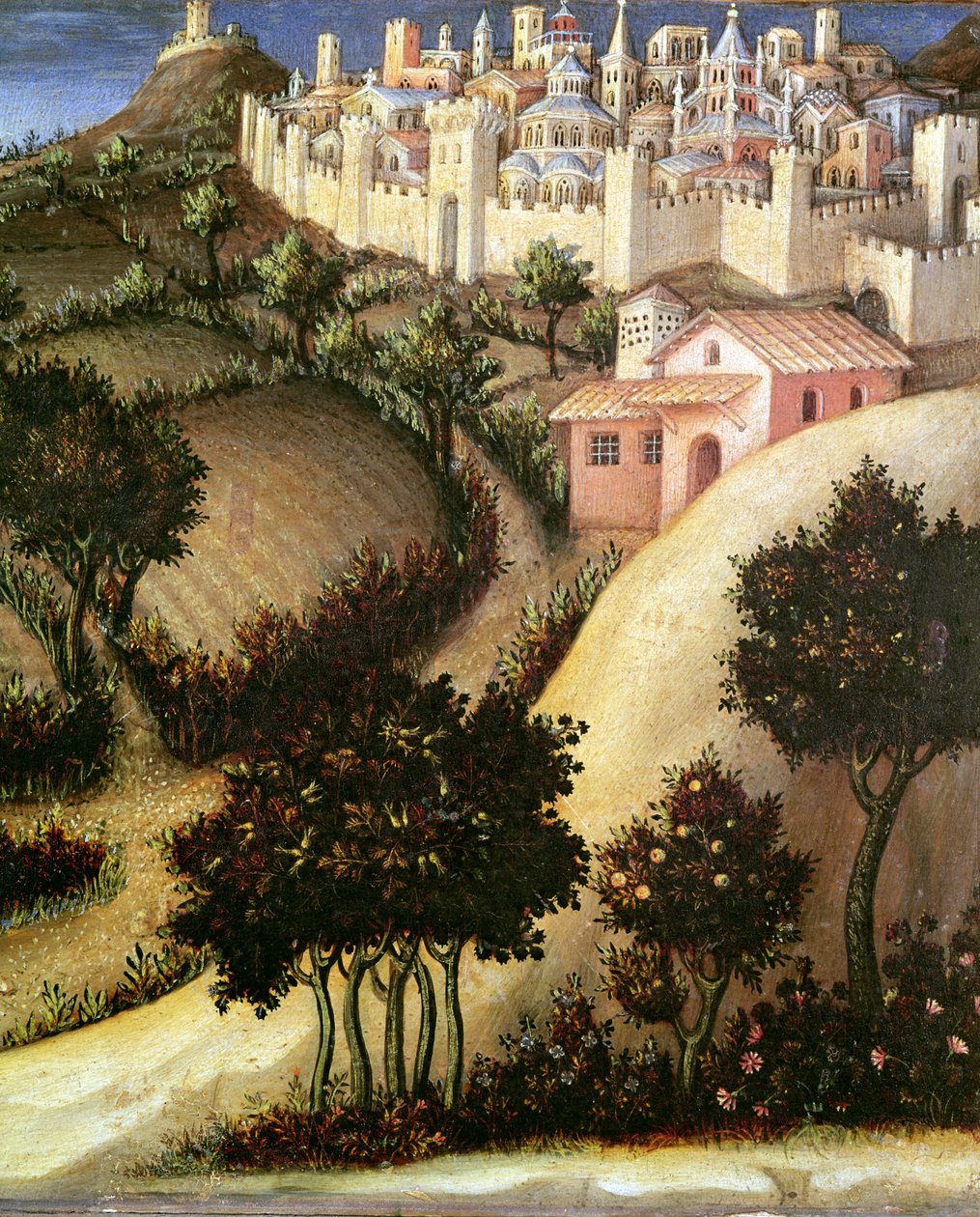 Klanění tří králů oltářní obraz, detail centrálního panelu predella Egypta, 1423 (tempera na panelu) od Gentile da Fabriano