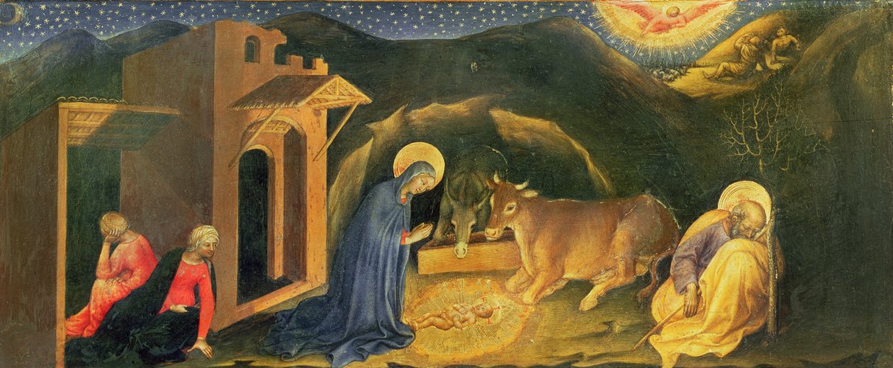 Klanění tří králů oltář, levá predella Narození Páně, 1423 (tempera na panelu) od Gentile da Fabriano