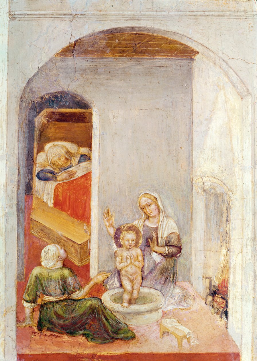 Narození svatého Mikuláše, z Příběhů svatého Mikuláše z Bari, kolem roku 1425 (tempera na panelu) od Gentile da Fabriano